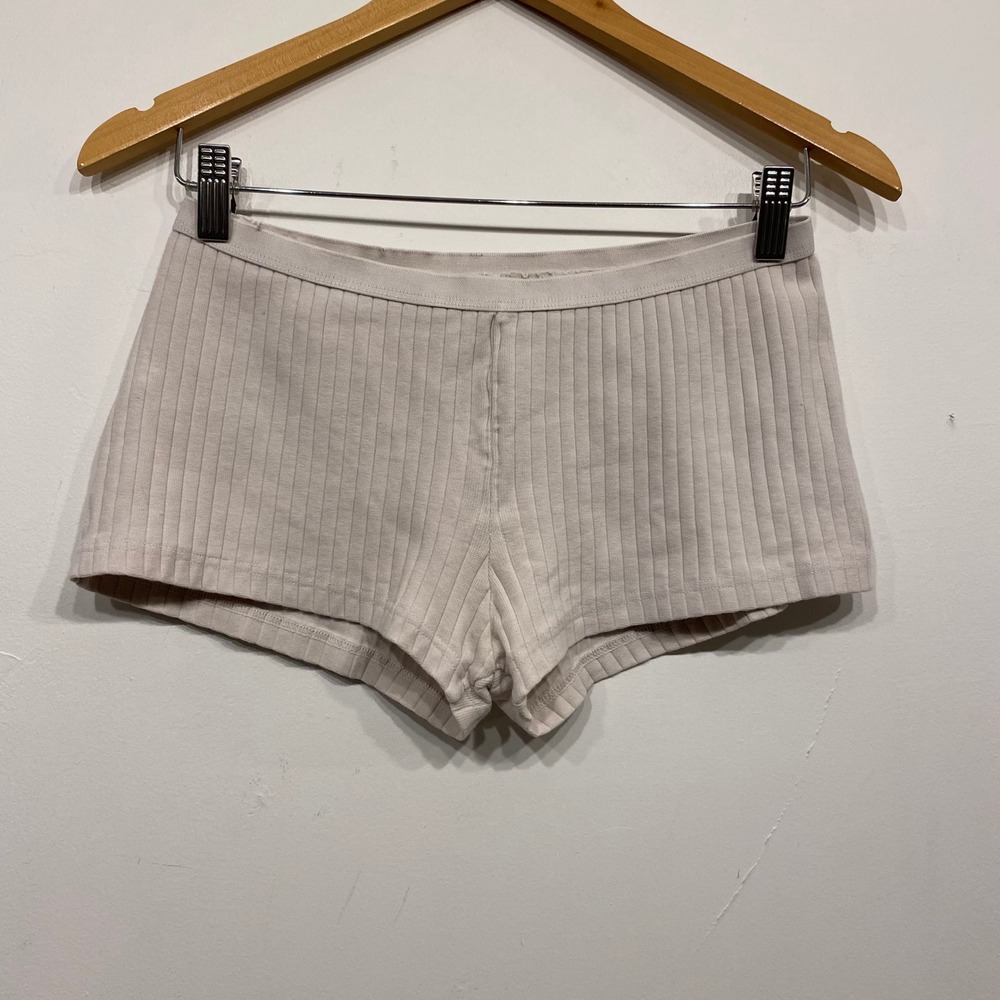 Brandy Melville Cream Ribbed‎ Knit Boy Shorts Cotton Lounge Sleep Shorts Italy